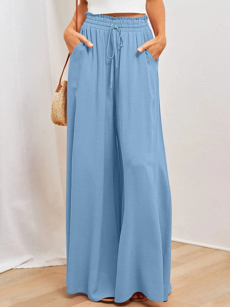 Calça Sarah Wide Leg c/ Cintura elástica